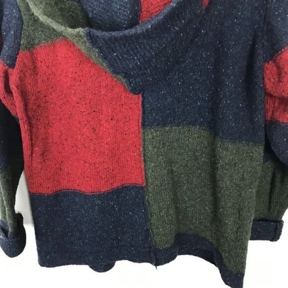 Kerry Woollen Mills 100% Wool Hooded Color Block Cardigan Small / Medium - Picture 5 of 7
